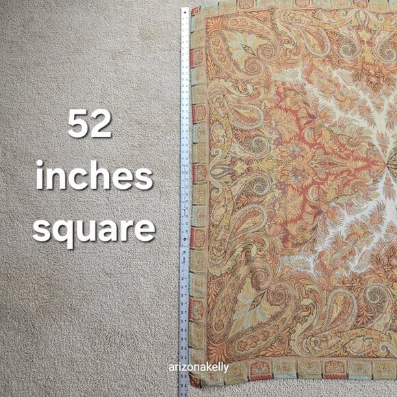 NWOT ETRO 100% Silk Square Scarf Crepe Fall Colors Earth Tones Italy Milan - Picture 5 of 16